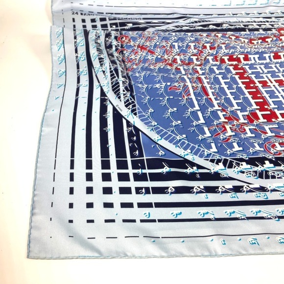 HERMES Blue Silk Scarf - Picture 9 of 11